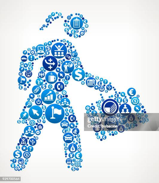 going to work business and finance blue icon pattern - ceo working on computer stock illustrations