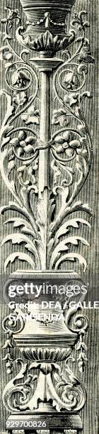 Decorated pilaster strip, Tempio Civico della Beata Vergine Incoronata , Lodi, Lombardy, Italy, woodcut from Le cento citta d'Italia , illustrated...