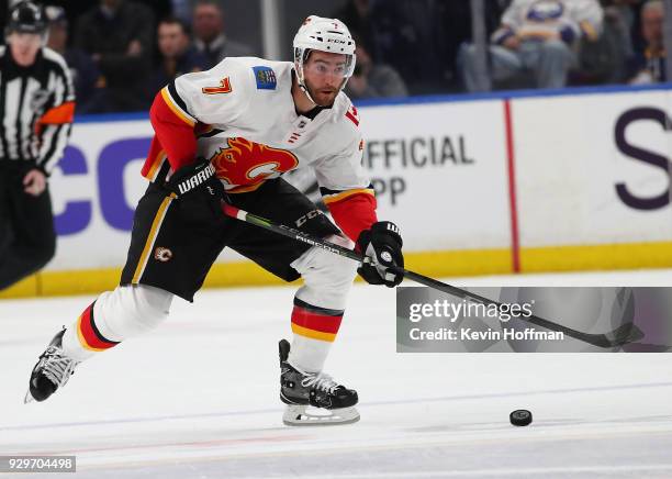 Brodie of the Calgary Flames during the game against the Buffalo Sabres at KeyBank Center on March 7, 2018 in Buffalo, New York.