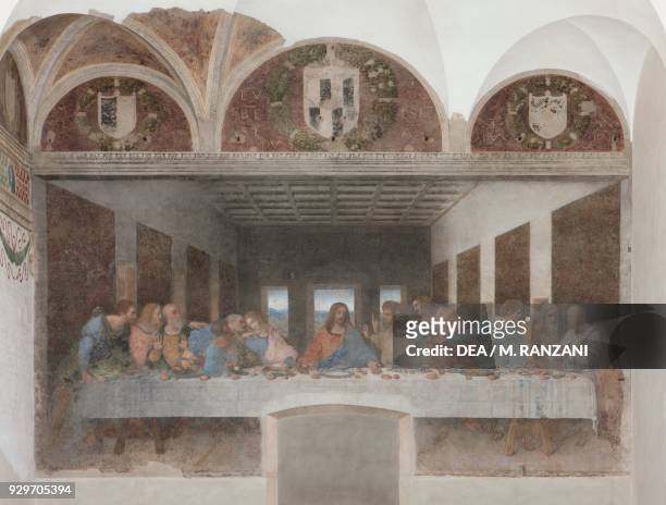 The Last Supper or Cenacolo, 1495-1497, by Leonardo da Vinci , after its restoration completed in 1999, tempera and oil on plaster, 460x880 cm,...