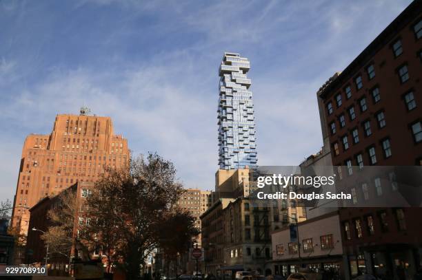jenga building, 56 leonard street, new york city, ny, usa - block removal game stock pictures, royalty-free photos & images