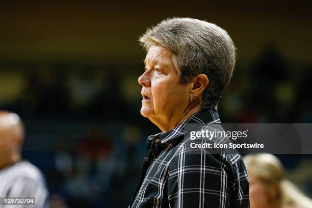 Central Michigan Chippewas head coach Sue Guevara watches the action on the court during a regular season Mid-American Conference game between the...