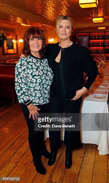 Kathy Hobley and Tina Hobley attend Balthazar launch afternoon tea collaboration with FLOWERBX on March 9, 2018 in London, England.