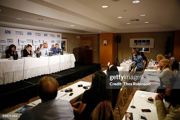 Producer Nonny de la Pena, director Marianna Palka, producer Thomas Mai, and producer Peter Broderick attend day 7 of the 2009 American Film Market,...