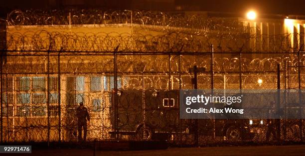 Vehicle reportedly carrying the body of DC sniper John Allen Muhammad leaves the Greensville Correctional Center November 10, 2009 near Jarratt,...