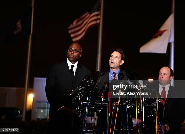 Jon Sheldon , attorney for DC sniper John Allen Muhammad, makes a statement to the media after Muhammad was pronounced dead outside the Greensville...