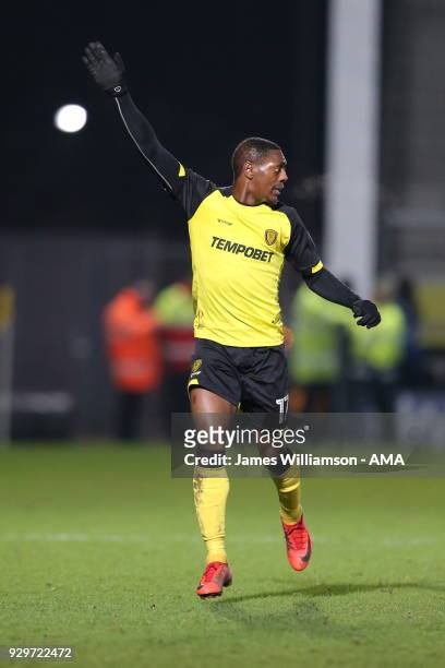 Marvin Sordell of Burton Albion during the Sky Bet Championship match between Burton Albion and Brentford the at Pirelli Stadium on March 6, 2018 in...