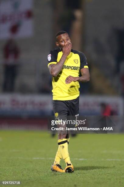 Lloyd Dyer of Burton Albion dejected at full time during the Sky Bet Championship match between Burton Albion and Brentford the at Pirelli Stadium on...