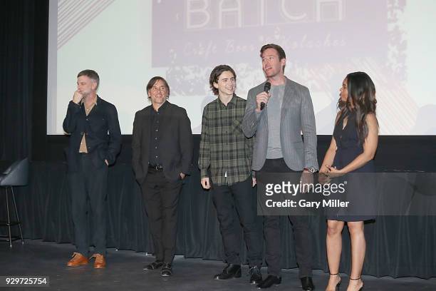 Paul Thomas Anderson, Richard Linklater, Timothee Chalamet, Armie Hammer and Regina Hall attend the 2018 Texas Film Awards at AFS Cinema on March 8,...