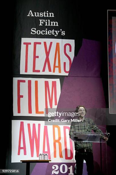 Timothee Chalamet speaks during the 2018 Texas Film Awards at AFS Cinema on March 8, 2018 in Austin, Texas.