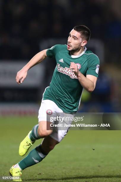 Neal Maupay of Brentford during the Sky Bet Championship match between Burton Albion and Brentford the at Pirelli Stadium on March 6, 2018 in...