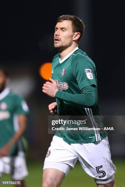 Andreas Bjelland of Brentford during the Sky Bet Championship match between Burton Albion and Brentford the at Pirelli Stadium on March 6, 2018 in...