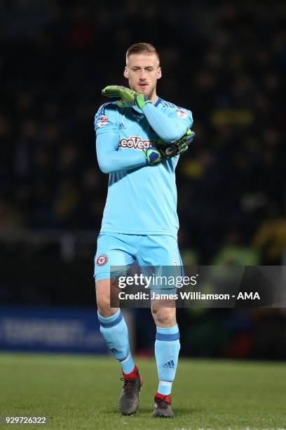 Daniel Bentley of Brentford during the Sky Bet Championship match between Burton Albion and Brentford the at Pirelli Stadium on March 6, 2018 in...