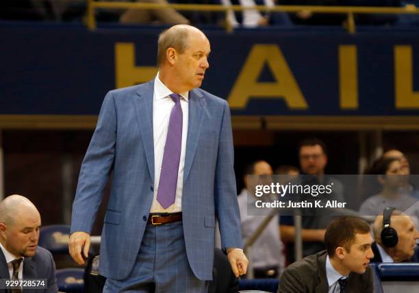 Kevin Stallings looks on at Petersen Events Center on February 24, 2018 in Pittsburgh, Pennsylvania.