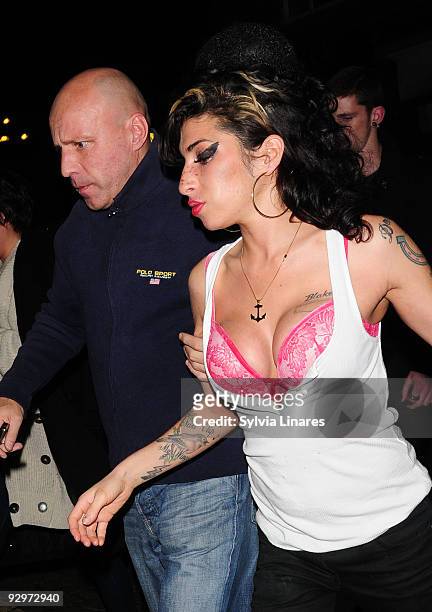 Amy Winehouse leaving The Hawley Arms Pub on November 10, 2009 in London, England.