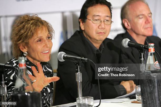 Cinematographers Nancy Schreiber, Michael Goi, and Richard Crudo attend day 7 of the 2009 American Film Market, Film or Digital... That's the...