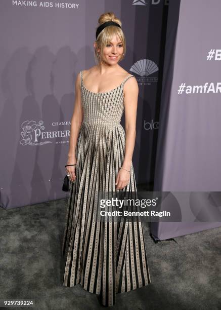 Actress Sienna Miller attends the 2018 amfAR Gala New York at Cipriani Wall Street on February 7, 2018 in New York City.