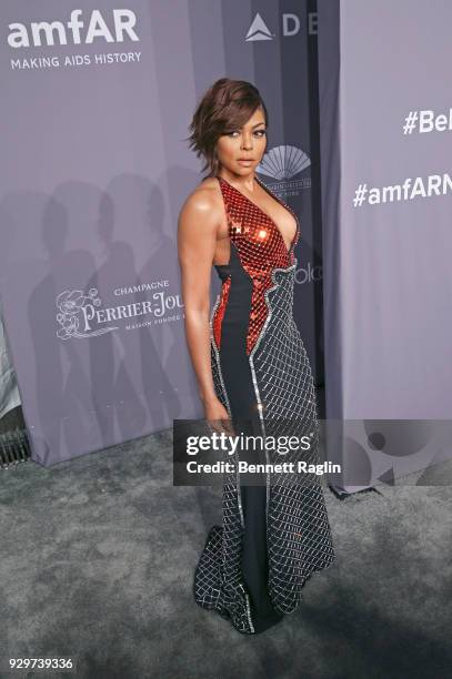 Actress Taraji P. Henson attends the 2018 amfAR Gala New York at Cipriani Wall Street on February 7, 2018 in New York City.