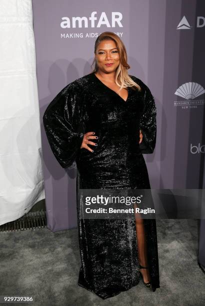 Actress Queen Latifa attends the 2018 amfAR Gala New York at Cipriani Wall Street on February 7, 2018 in New York City.