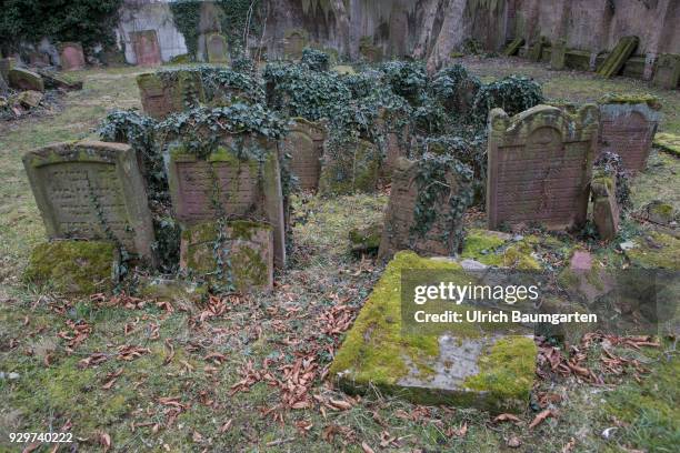 Museum Judengasse in Frankfurt/Main - memorial Neuer Börneplatz. Grave stones on the old Jewish cementary.