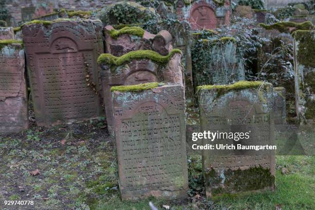 Museum Judengasse in Frankfurt/Main - memorial Neuer Börneplatz. Grave stones on the old Jewish cementary.