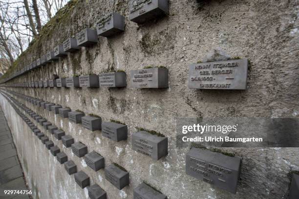 Museum Judengasse in Frankfurt/Main - memorial Neuer Börneplatz. Nearly 12.000 names of the deported by the Nazis and murdered Frankfurt Jews in the...