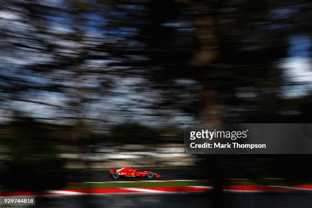 Kimi Raikkonen of Finland driving the Scuderia Ferrari SF71H on track during day four of F1 Winter Testing at Circuit de Catalunya on March 9, 2018...