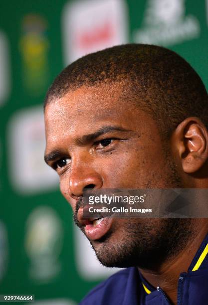Vernon Philander of South Africa after day 1 of the 2nd Sunfoil Test match between South Africa and Australia at St Georges Park on March 09, 2018 in...