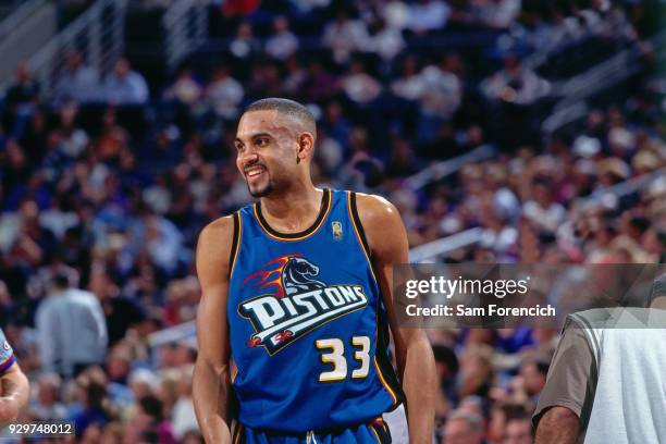 Grant Hill of the Detroit Pistons smiles circa 1997 at America West Arena in Phoenix, Arizona. NOTE TO USER: User expressly acknowledges and agrees...