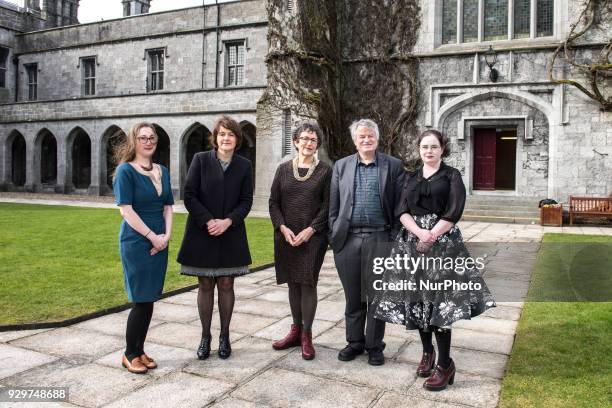 From the left -Dr Eilionóir Flynn, Prof. Siobhan Mullally, Prof. Carol Sangler, Less Allamby, outside of the Aula Maxima before the event About...