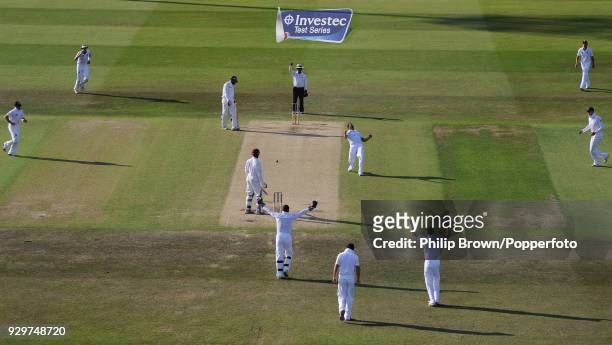 Tim Bresnan of England celebrates after dismissing West Indies batsman Denesh Ramdin during the 2nd Test match between England and West indies at...