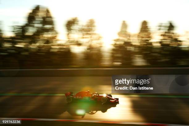 Kimi Raikkonen of Finland driving the Scuderia Ferrari SF71H on track during day four of F1 Winter Testing at Circuit de Catalunya on March 9, 2018...