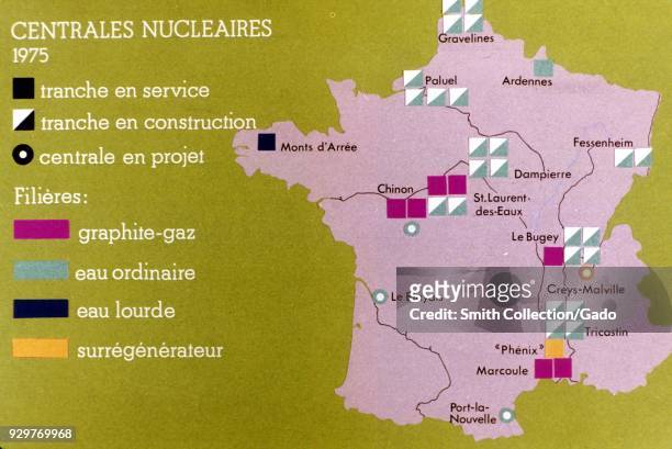 Map of France showing nuclear power plants in 1975, 1975. Courtesy US Department of Energy.