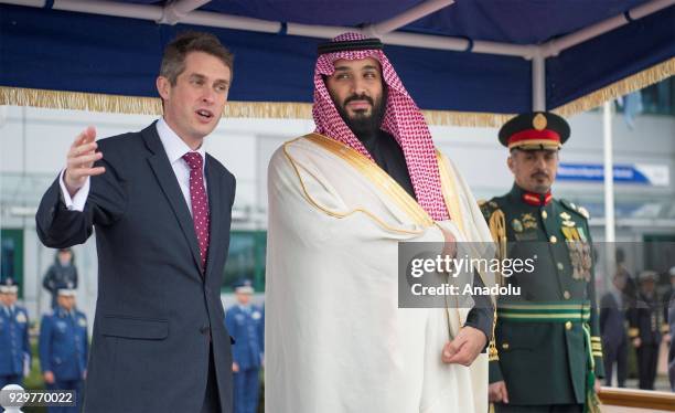 Crown Prince and Defense Minister of Saudi Arabia Mohammad bin Salman Al-Saud is welcomed with an official ceremony by British Secretary of State for...