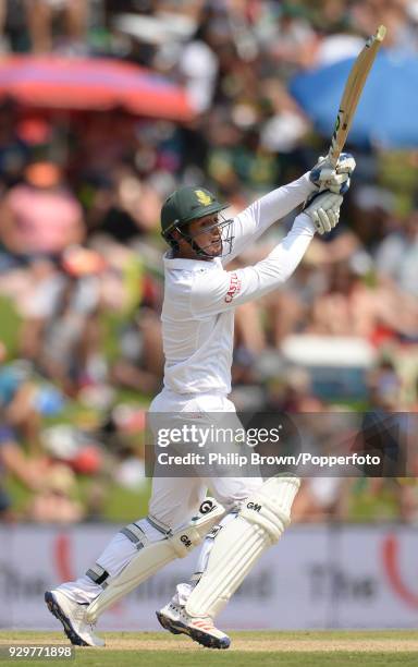 Quinton de Kock batting for South Africa during his innings of 129 not out in the 4th Test match between South Africa and England at Supersport Park,...