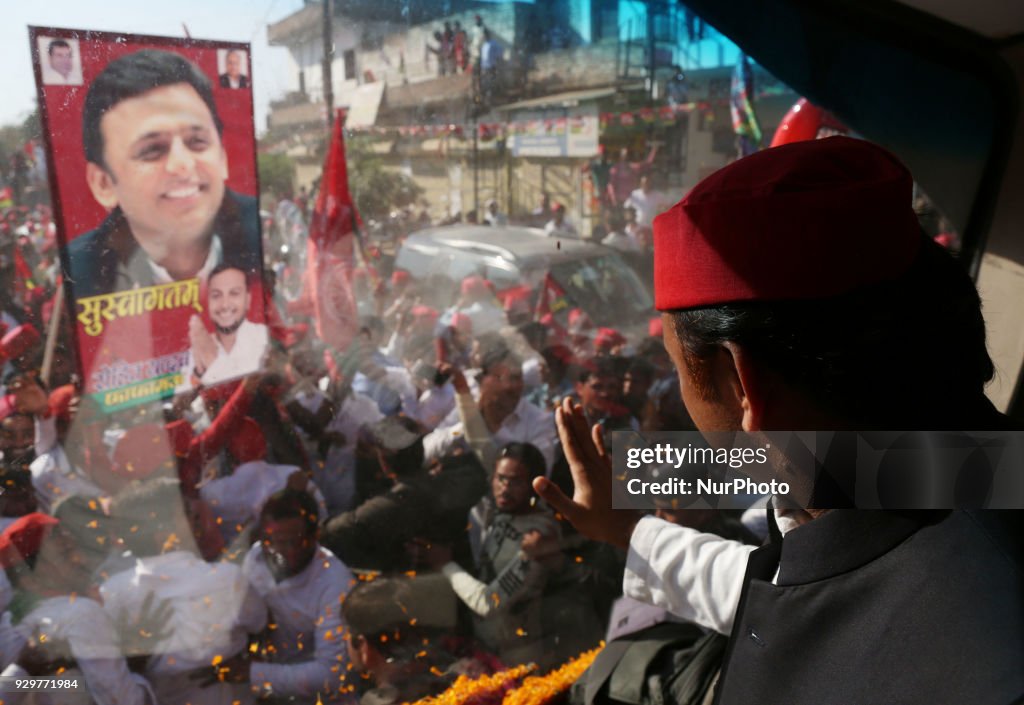 Samajwadi Party road show in Allahabad