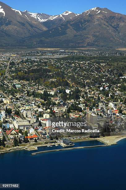 bariloche air view centro civico - radicella stock pictures, royalty-free photos & images