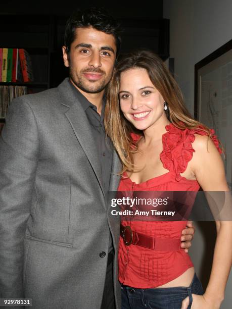 Ali Alborzi and Josie Maran attend Anna Getty's "I'm Dreaming of a Green Christmas" Book Launch Party at Environment Furniture on November 10, 2009...