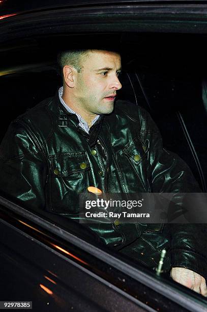 Actror Jonny Lee Miller leaves the American Airlines Theatre on November 10, 2009 in New York City.