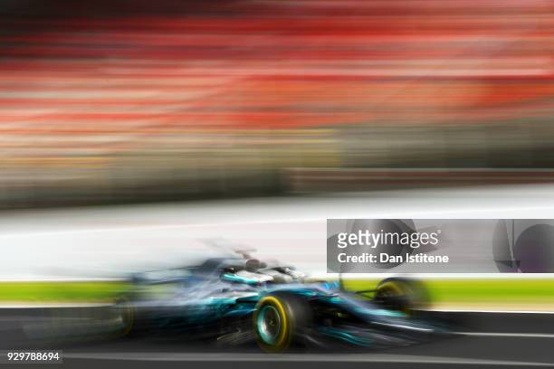 Valtteri Bottas driving the Mercedes AMG Petronas F1 Team Mercedes WO9 on track during day four of F1 Winter Testing at Circuit de Catalunya on March...
