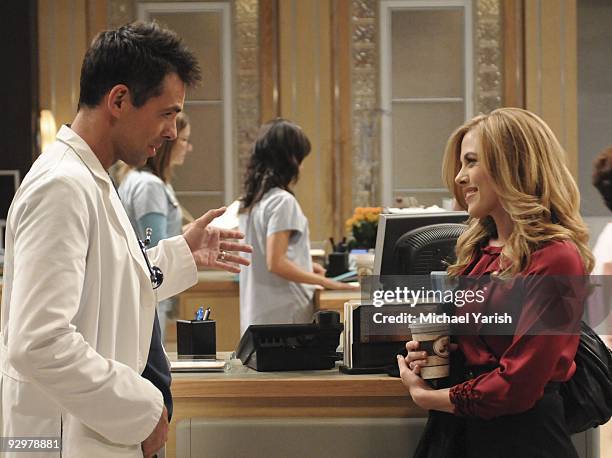 Jason Thompson and Julie Mond in a scene that airs the week of November 16, 2009 on Disney General Entertainment Content via Getty Images Daytime's...