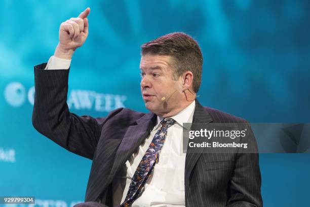 Hunter Hunt, president and chief executive of Hunt Consolidated Energy, speaks during the 2018 CERAWeek by IHS Markit conference in Houston, Texas,...