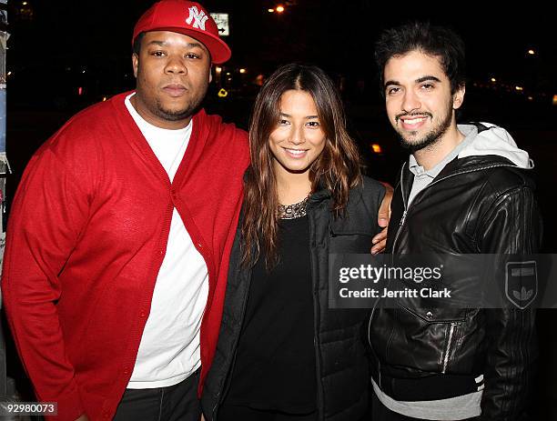 Producer/ Writer Josue Sejour, Model Jessica Gomes and DJ Cassidy attend Melanie Fiona "The Bridge" album release party at The Eldridge on November...