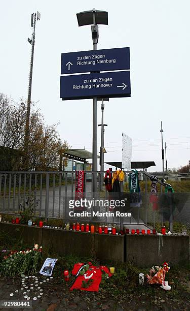 Picture of Robert Enke is placed near a regional station on November 11, 2009 in Eilvese, Germany. Yesterday, Enke, aged 32, goalkeeper for Hannover...