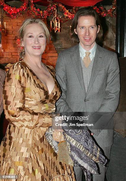 Actress Meryl Streep and director Wes Anderson attend the "Fantastic Mr. Fox" premiere at Bergdorf Goodman on November 10, 2009 in New York City.