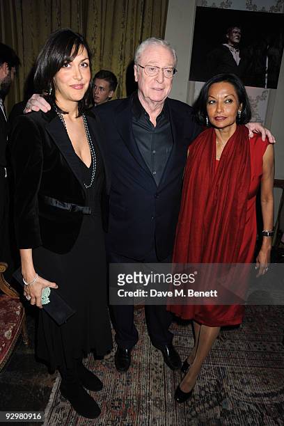 Natasha Caine, Michael Caine and Shakira Caine attend the Harry Brown European Film Premiere Afterparty on November 10, 2009 in London, England.