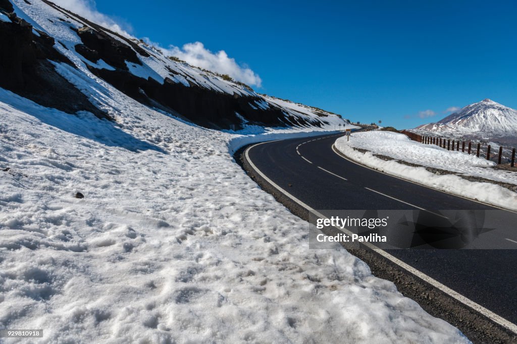 Road on El Teide vulcan National Park,Tenerife,Spain