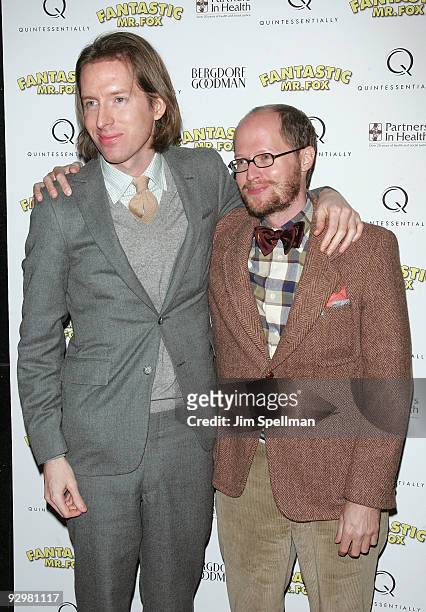 Director Wes Anderson and Actor Eric Anderson attend the "Fantastic Mr. Fox" premiere at Bergdorf Goodman on November 10, 2009 in New York City.