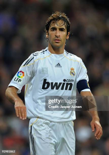 Raul Gonzalez of Real Madrid looks on during the Copa del Rey fourth round, second leg match between Real Madrid and AD Alcorcon at the Estadio...