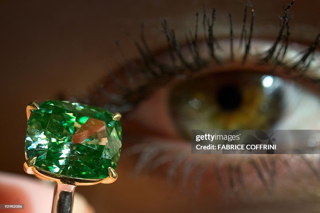 A model displays the largest vivid green